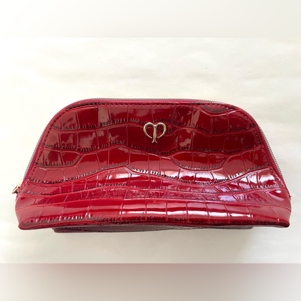 Shiseido red croc print cosmetic bag